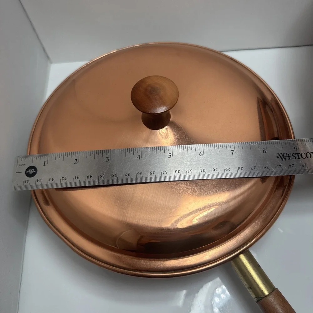 Vintage Copper & Brass Chafing Dish with Wood Handles and Stand – Classic Warmer
